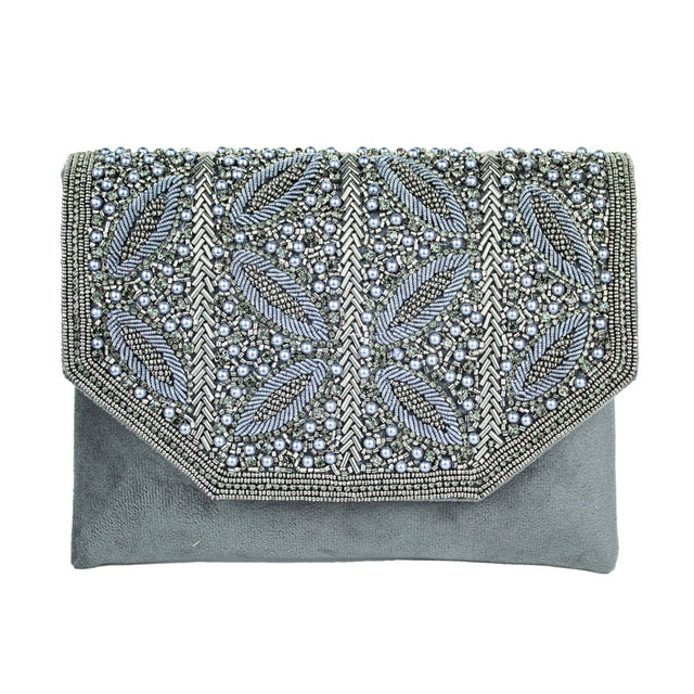 Handmade Jannah Grey Clutch Handbag