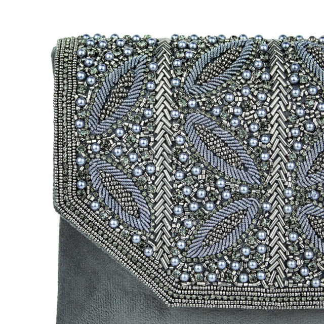 Handmade Jannah Grey Clutch Handbag