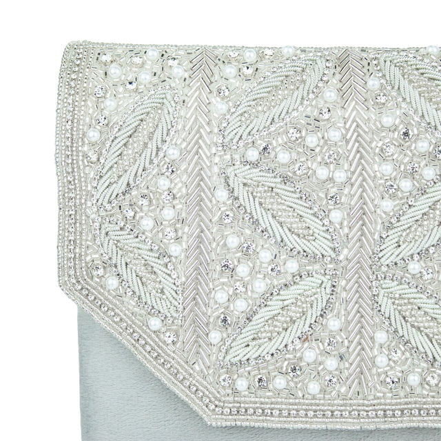 Handmade Jannah Silver Clutch Handbag