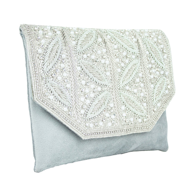 Handmade Jannah Silver Clutch Handbag