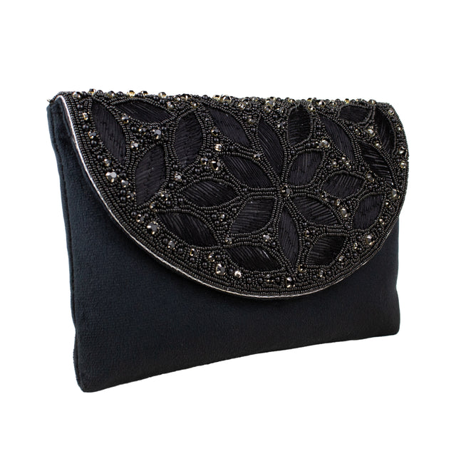 Black Handcrafted Crystal Embellished Jute Handbags
