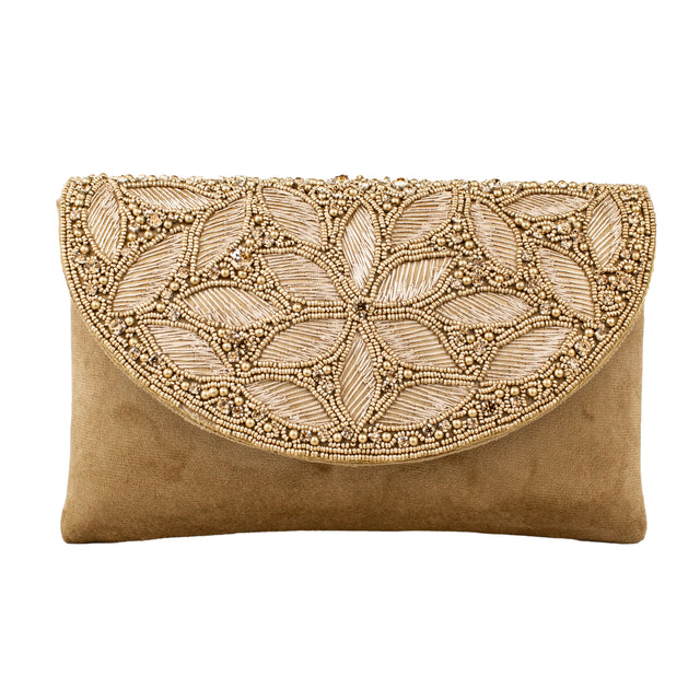 Brown Handcrafted Crystal Jute Handbags