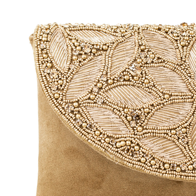Brown Handcrafted Crystal Jute Handbags