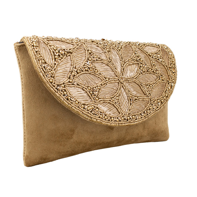 Brown Handcrafted Crystal Jute Handbags