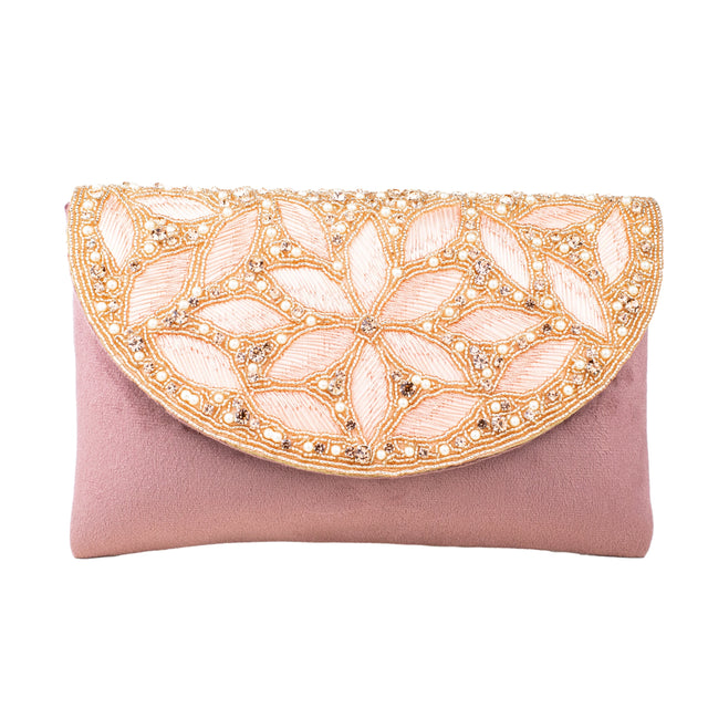 Rose Handcrafted Authentic Jute Crystal Embellished Handbags