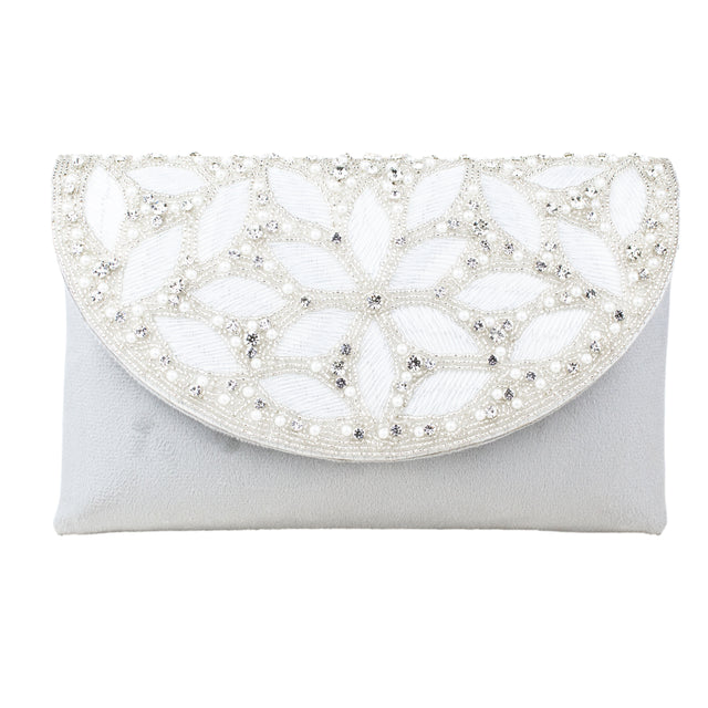 Silver Handcrafted Authentic Jute Crystal Embellished Handbags
