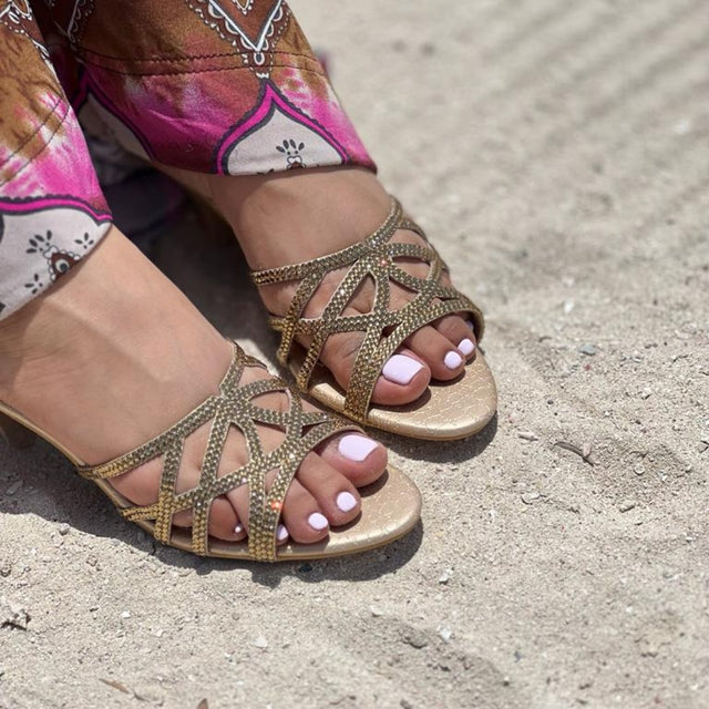 Maha Chic Gold Pencil Heel Sandals