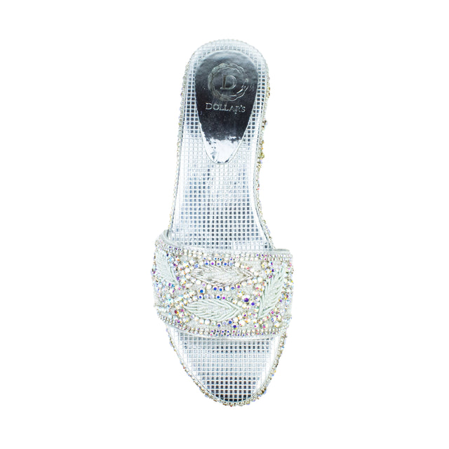 Handcrafted Glitter Silver Wedge Sandals