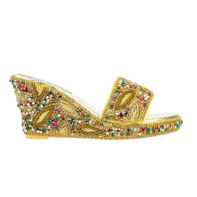 Handcrafted Multi Colours Wedge Sandals