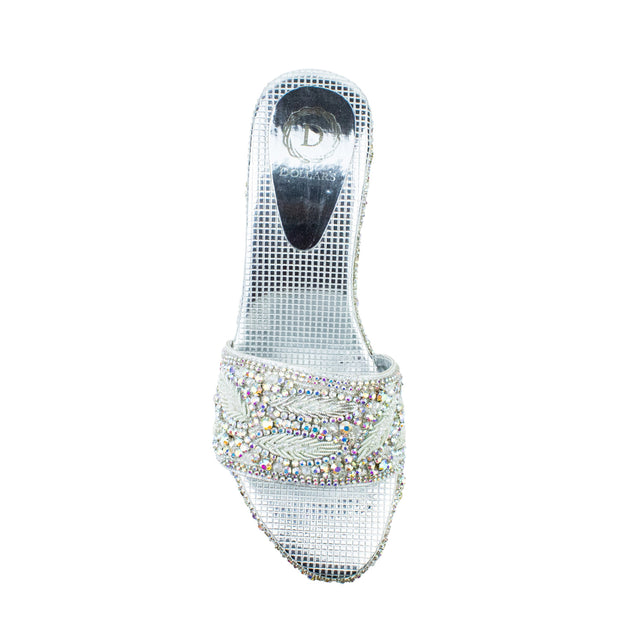 Handcrafted Glitter Silver Wedge Sandals