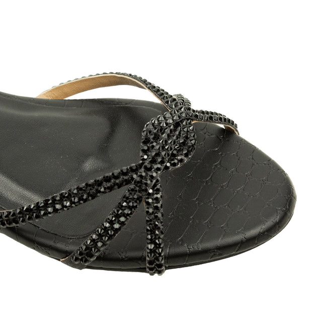 Amal Handmade Black Flat Slippers