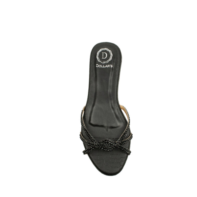 Amal Handmade Black Flat Slippers