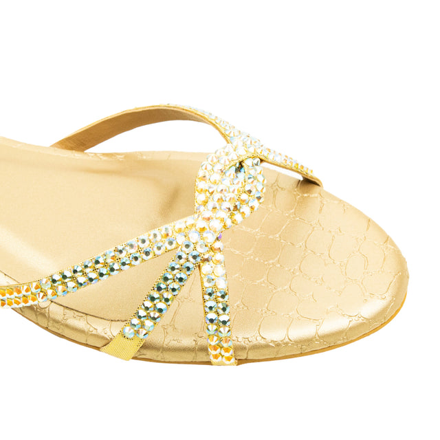 Amal Statement Glitter Gold Flat Slippers