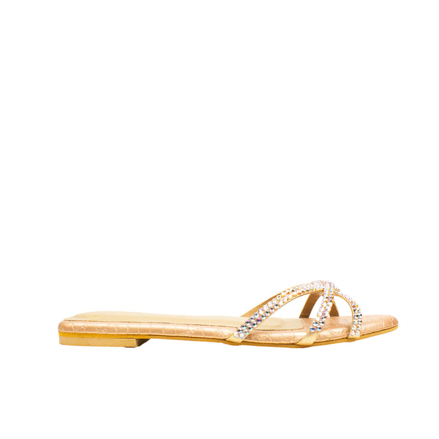 Amal Enchanting Glitter Rose Flat Slippers