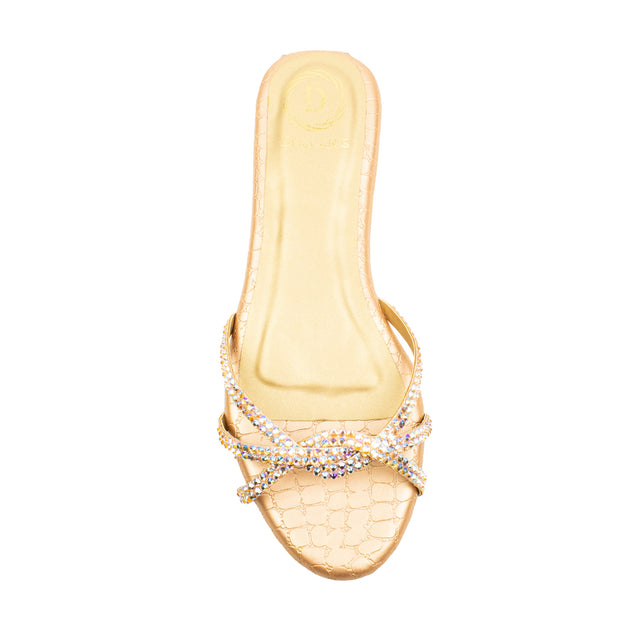 Amal Enchanting Glitter Rose Flat Slippers