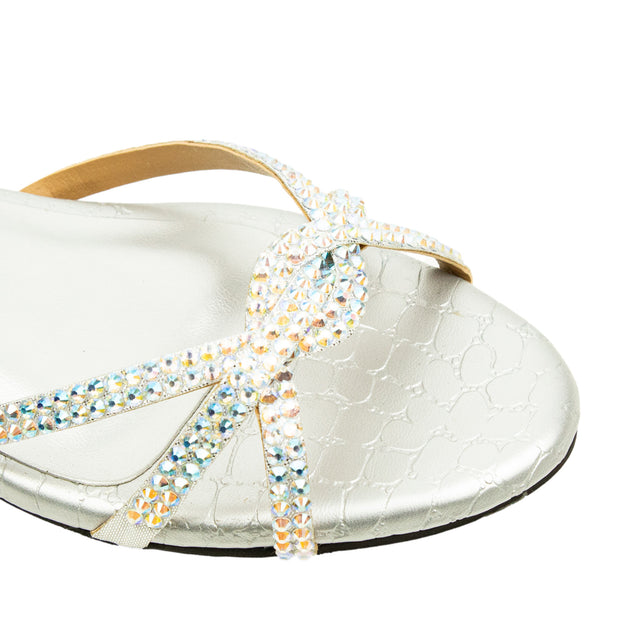 Amal Bold Glitter Silver Flat Slippers
