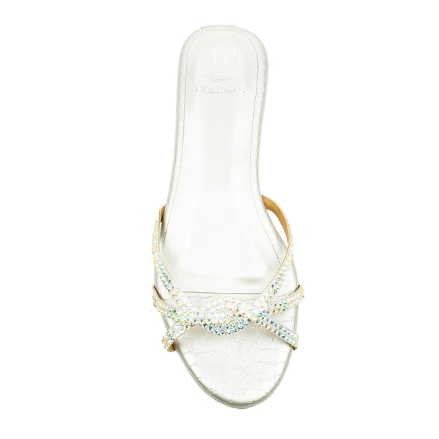 Amal Bold Glitter Silver Flat Slippers