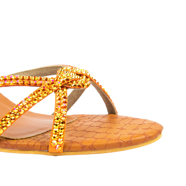 Amal Striking Glitter Orange Pencil Heel Sandals