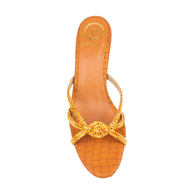 Amal Striking Glitter Orange Pencil Heel Sandals