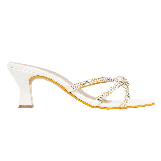 Amal Glamorous Cream Pencil Heel Sandals