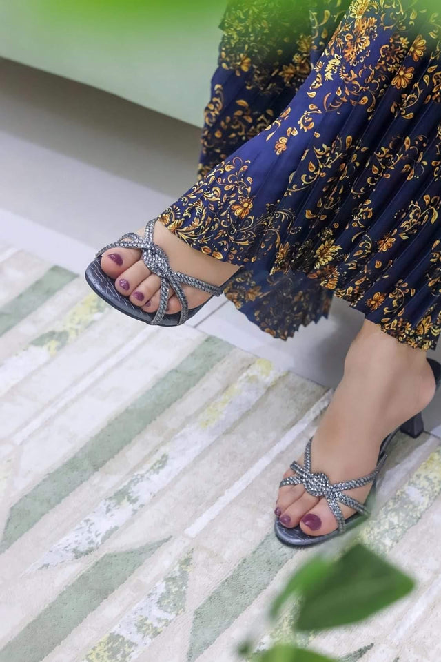Amal Captivating Grey Pencil Heel Sandals