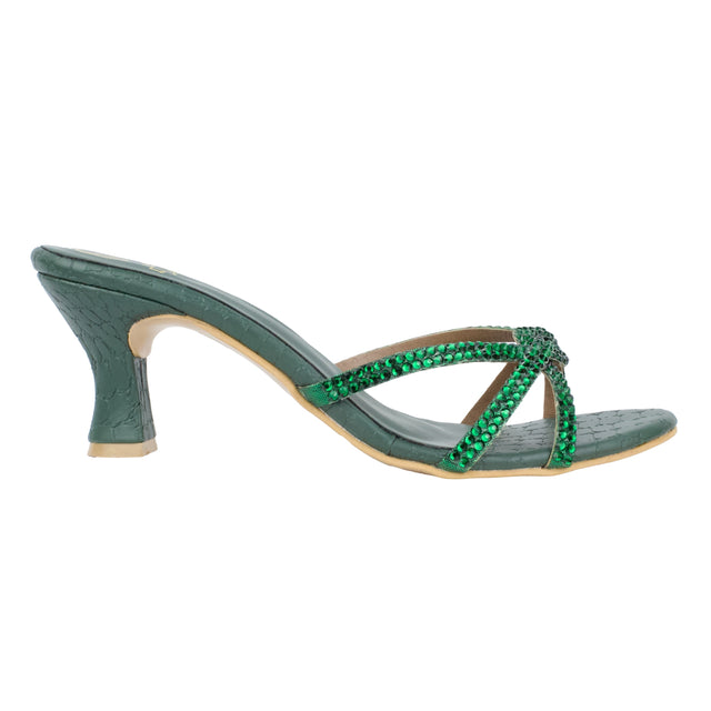 Amal Refined Green Pencil Heel Sandals