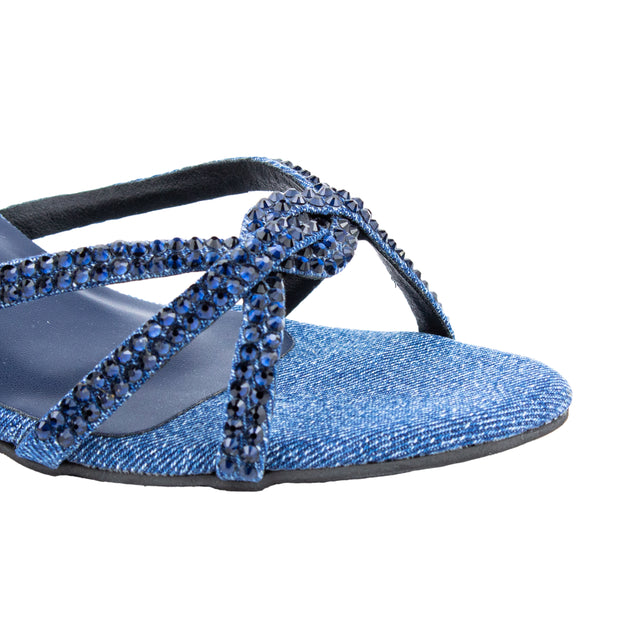 Amal Enchanting Denim Navy Blue Pencil Heel Sandals