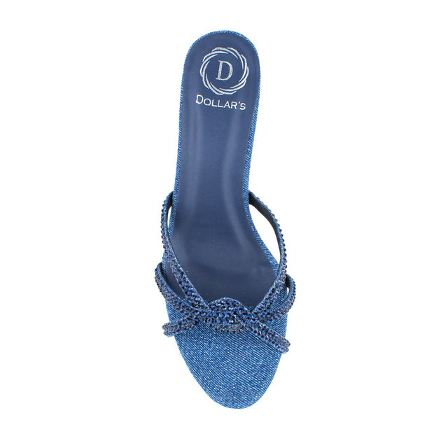 Amal Enchanting Denim Navy Blue Pencil Heel Sandals