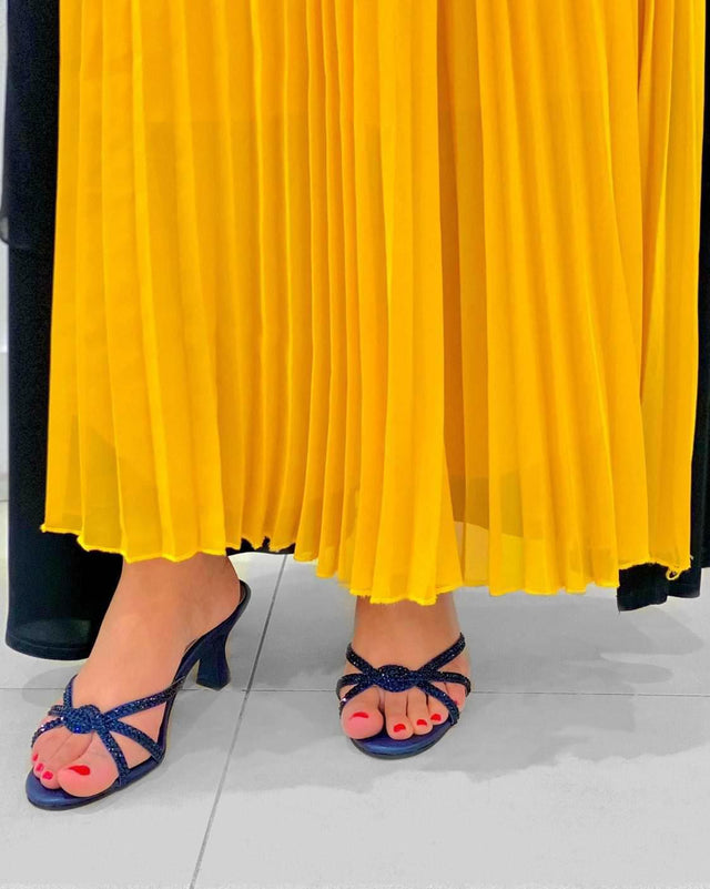 Amal Handmade Navy Blue Pencil Heel Sandals