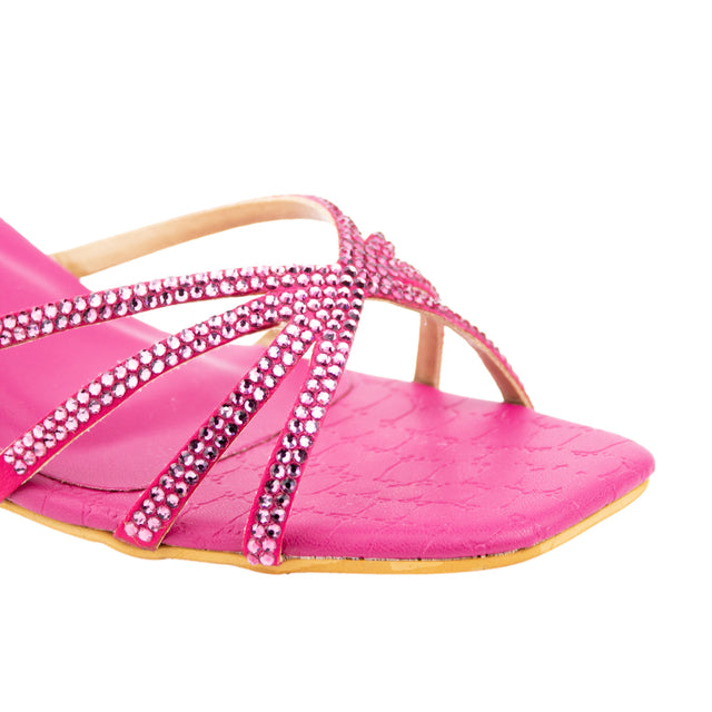 Zoya Sleek-modern Pink Pencil Heel Sandals
