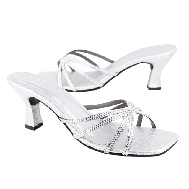 Zoya Contemporary Silver Pencil Heel Sandals