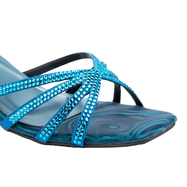 Zoya Bold Teal Pencil Heel Sandals