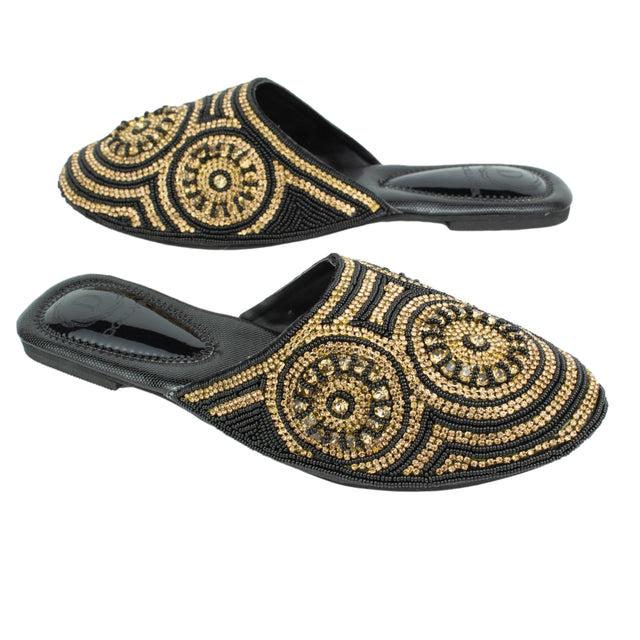 Enchanting Black Flat Slippers