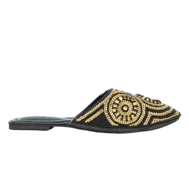 Enchanting Black Flat Slippers