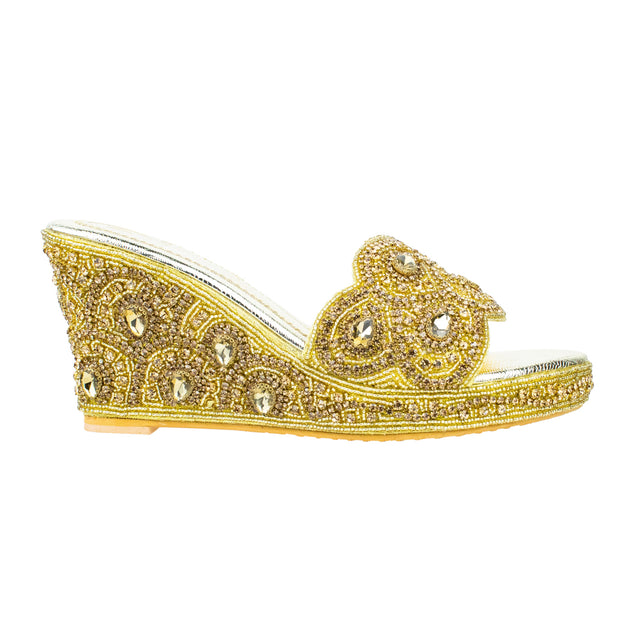 Handcrafted Gold Wedge Sandals