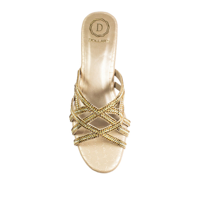 Dana Feminine-chic Gold Block Heel Sandals