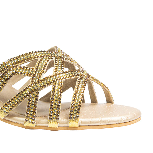 Dana Feminine-chic Gold Block Heel Sandals