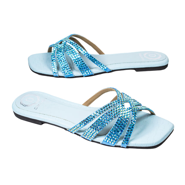 Sadaf Luxe Baby Blue Flat Slippers
