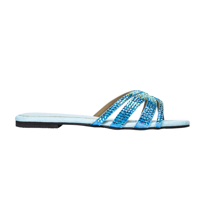 Sadaf Luxe Baby Blue Flat Slippers