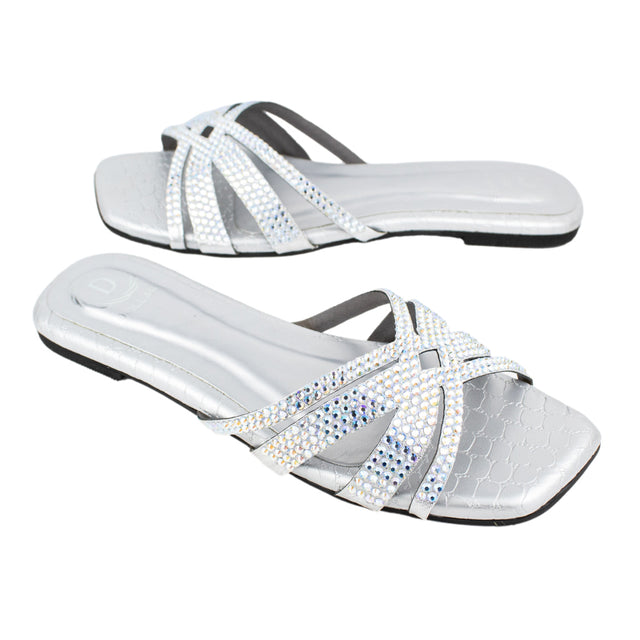 Sadaf Captivating Silver Flat Slippers