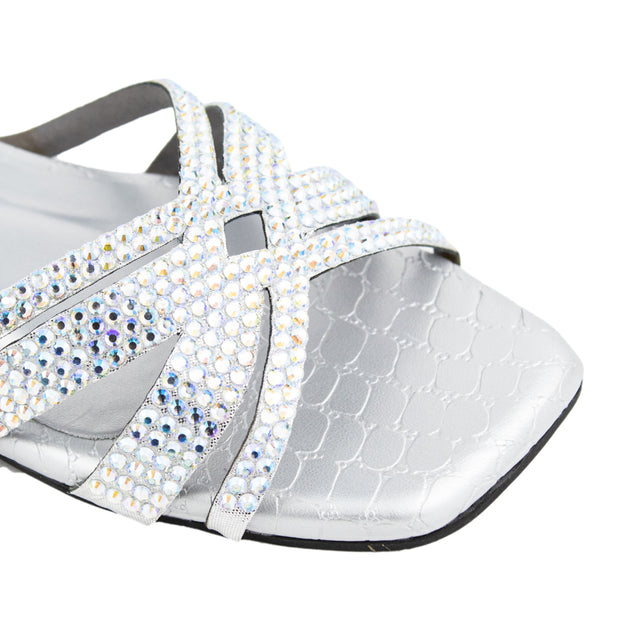 Sadaf Captivating Silver Flat Slippers