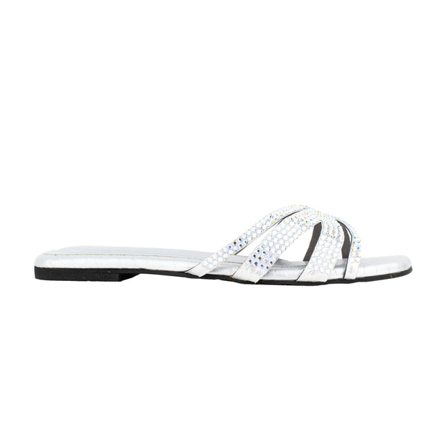Sadaf Captivating Silver Flat Slippers