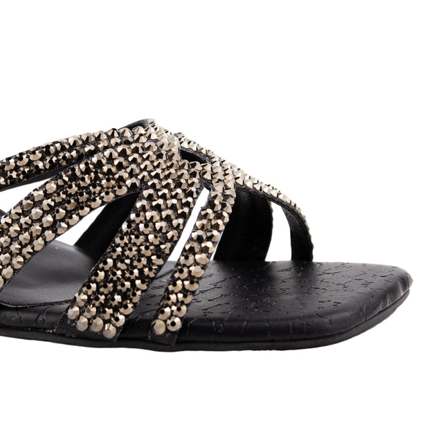 Sadaf Elevated Slate Black Pencil Heel Sandals