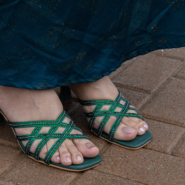Marwa Stylish Green Pencil Heel Sandals