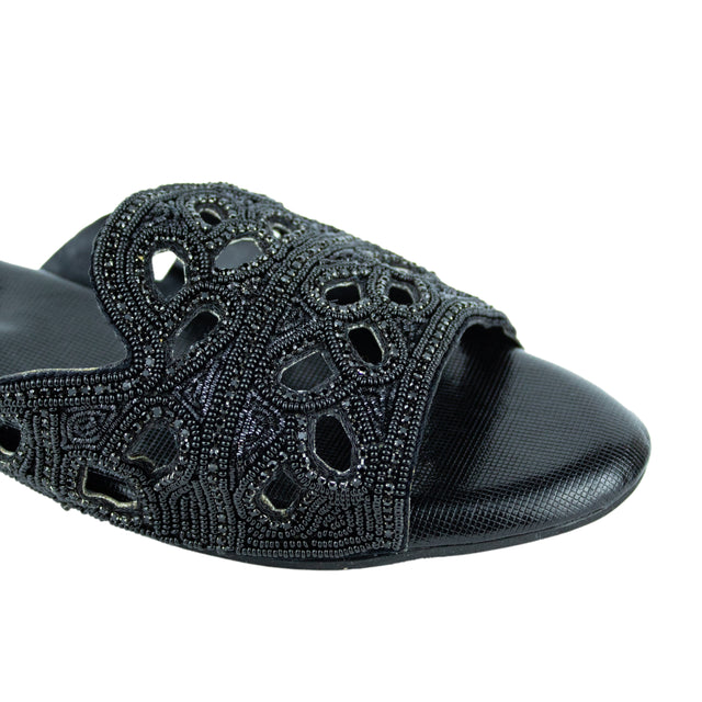 Bold Black Flat Slippers