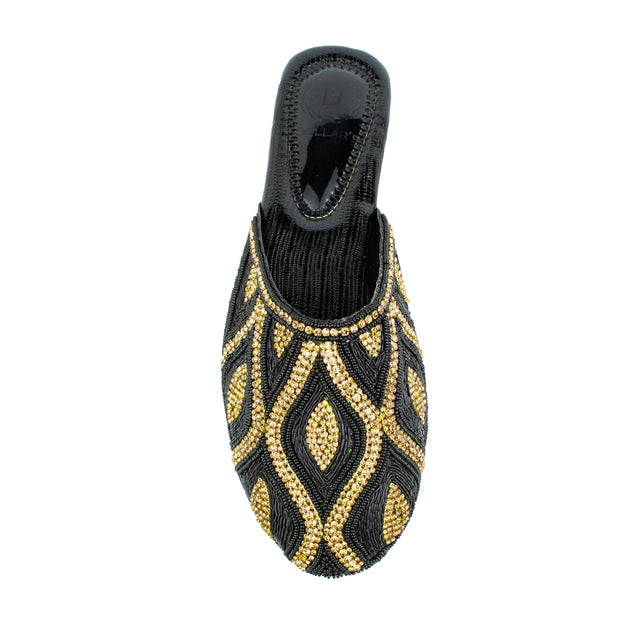 Handmade Black Flat Slippers