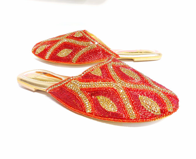 Bold Red Flat Slippers