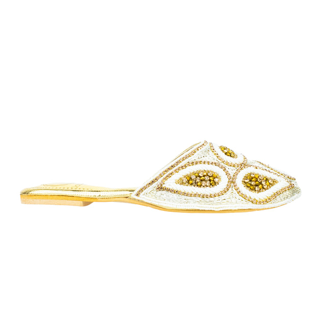 Contemporary Cream Flat Slippers
