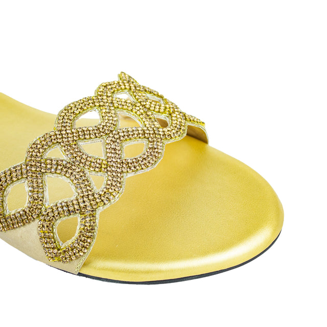 Handmade Gold Flat Slippers
