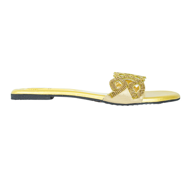 Handmade Gold Flat Slippers